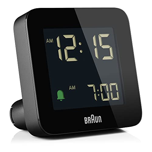 Braun Digitaler Wecker Schlummerfunktion, Negatives LC-Display, Schnelleinstellfunktion, Crescendo-Alarm in Schwarz, BC09B (2 Pack) von Braun