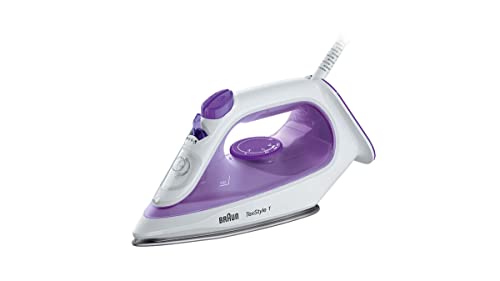 Braun Hogar TexStyle 1 Dampfbügeleisen mit SuperCeramic-Beschichtung, schnelles Aufheizen, Eco-Modus, einfache Füllung 220 ml, 2000 W, SI 1080 VI, Weiß, Violett (SI1080VI) von Braun Household