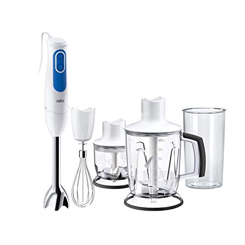 Braun Household Minipimer 3 MQ3045 Aperitive, Edelstahl, 1.25 liters, Bianco/Blu Stabmixer von Braun Household