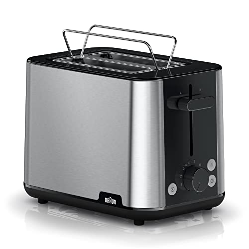Braun PurShine Toaster HT1510 BK – Doppelschlitz-Toaster, 8 Röstgrade, Aufwärm- & Auftaufunktion, Ausziehbare Krümelschale, 900 Watt, Schwarz von Braun Household