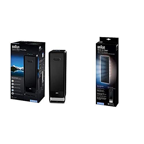 Braun Scan & Clean Air Luftreiniger (Allergie, bis zu 129 m2, CADR 315 m3/h, Dreifachfilterung, Luftqualitätssensor) BFD104BE & Ersatzfilter für Braun BFD104B Luftreiniger von Braun