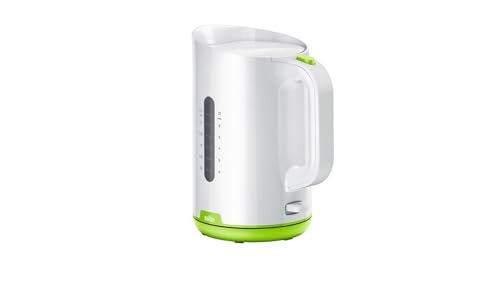 Braun Wasserkocher WK 1100 GR Series1 Schnellkochsystem 2200W 1,7L Grün Weiß Antikalk-Filter mit automatischer Abschaltung 360°-Sockel Wasserstandsanzeige von Braun