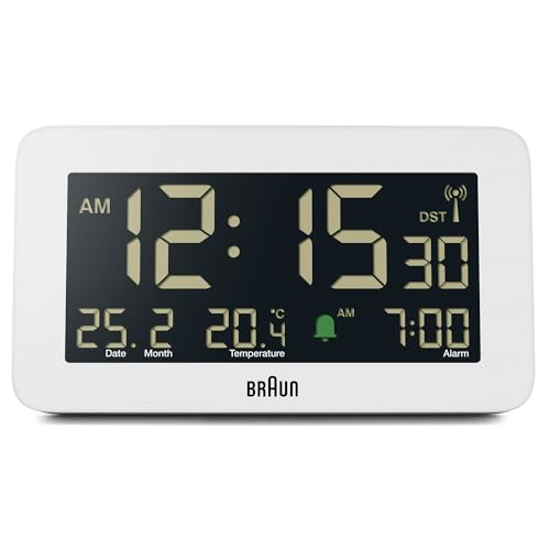 Braun BC10W-DCF Funk-Digitalwecker für die Mitteleuropäische Zeitzone (DCF) von Braun