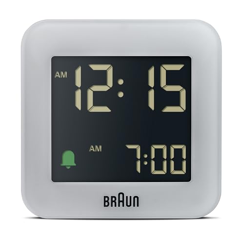 Braun Digitaler Reisewecker in kompakter Größe mit Schlummerfunktion, negativem LCD-Display, Schnelleinstellung und anschwellendem Alarm-Piepton in Grau, Modell BC08G. Braun Digitaler Reisewecker in kompakter Größe mit Schlummerfunktion, negativem LCD-Display, Schnelleinstellung und anschwellendem Alarm-Piepton in Grau, Modell BC08G. von Braun