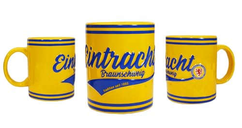 Eintracht Braunschweig Tasse - Retro - gelb/blau Kaffeetasse Becher BTSV - Plus Lesezeichen Wir lieben Fußball von Braunschweig BTSV