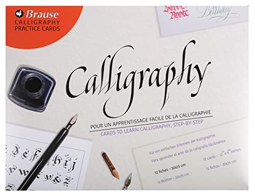 Brause 194B Packung (mit 10 Lernkarten für Kalligraphie, mit 9 verschiedenen Alphabet, ideal für Anfänger und als Geschenk) von Brause