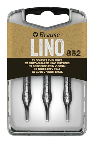 Brause 300852B - Blisterbox mit 3 Geißfuß fein in V-Form (Nr 852), geeignet für Linoldruck und Gravieren, 1 Box von Brause