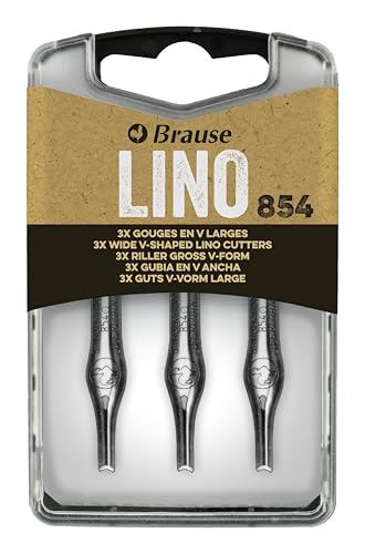Brause 300854B - Blisterbox mit 3 Riller groß in V-Form (Nr 854), geeignet für Linoldruck und Gravieren, 1 Box von Brause