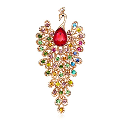 BraveWind 1 Stück Strass Pfau Vogel Brosche Kristall Große Pfau Pin Brosche Bunte Kristall Brosche Anstecknadel Tier Mode Brosche Pin Frauen Kostüm Brosche Schmuck von BraveWind