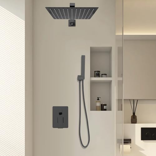 Duschsystem Unterputz, Duschsystem Unterputz mit 25x25cm Regendusche, Duscharmatur Unterputz Komplettset mit Schwarz, Duschamaturenset mit Regenduschkopf und Handbrause Duschsystem Unterputz, Duschsystem Unterputz mit 25x25cm Regendusche, Duscharmatur Unterputz Komplettset mit Schwarz, Duschamaturenset mit Regenduschkopf und Handbrause von BraveeFly