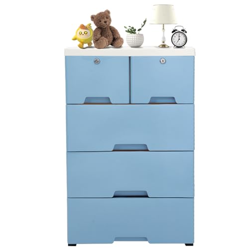 PP Standschrank mit 6 Schubladen 4 Räder, Schubladenschrank, Nachttisch, Nachtkommode, Nachttisch Rectangle Beistellschrank Kommoden, Weiß und Blau 50 * 35 * 102cm PP Standschrank mit 6 Schubladen 4 Räder, Schubladenschrank, Nachttisch, Nachtkommode, Nachttisch Rectangle Beistellschrank Kommoden, Weiß und Blau 50 * 35 * 102cm von BraveeFly