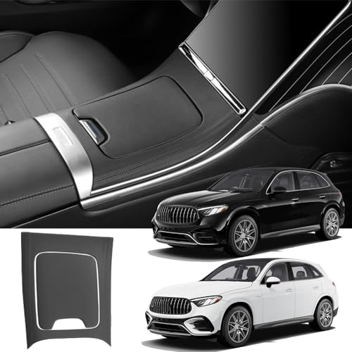 Mittelkonsole Verkleidung Leder Aufkleber Konsolenabdeckung, Innendekorations-Abdeckung Set für Mercedes-Benz GLC-Klasse X254 GLC260 GLC300 GLC300e AMG GLC 43 Coupe 2023 2024 Innenzubehör(Black) von BraveKing