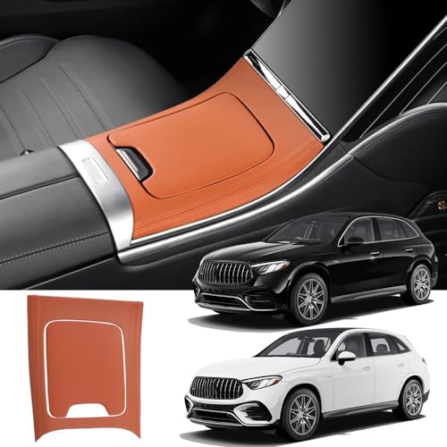 Mittelkonsole Verkleidung Leder Aufkleber Konsolenabdeckung, Innendekorations-Abdeckung Set für Mercedes-Benz GLC-Klasse X254 GLC260 GLC300 GLC300e AMG GLC 43 Coupe 2023 2024 Innenzubehör(Orange) von BraveKing