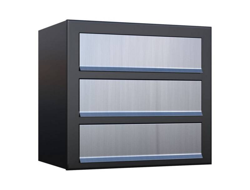Bravios Briefkasten Briefkasten Cube for Three Schwarz mit Edelstahlk von Bravios