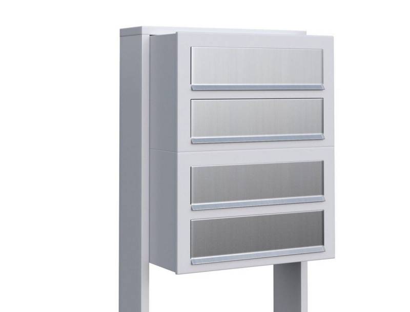 Bravios Briefkasten Briefkastenanlage Cube for Four Weiß mit Edelsta von Bravios