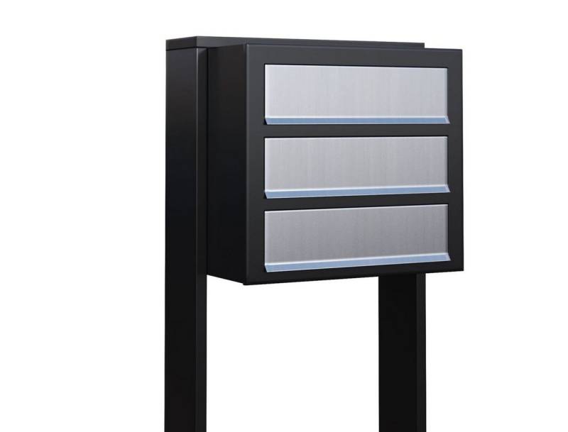 Bravios Briefkasten Briefkastenanlage Cube for Three Schwarz mit Edel Bravios Briefkasten Briefkastenanlage Cube for Three Schwarz mit Edel von Bravios