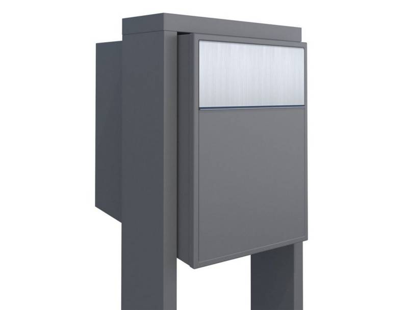 Bravios Briefkasten Standbriefkasten Big Flag Grau Metallic mit Edels von Bravios