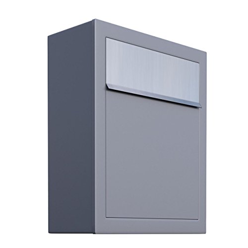 Briefkasten, Design Wandbriefkasten Base Grau Metallic/Edelstahl - Bravios von Bravios