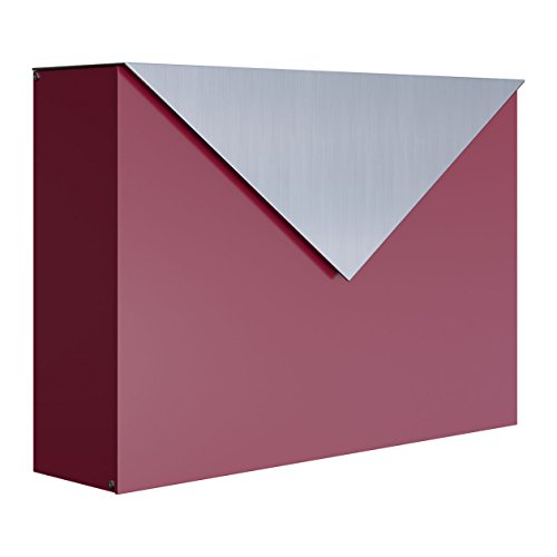 Briefkasten, Design Wandbriefkasten Letter Rot/Edelstahl - Bravios von Bravios