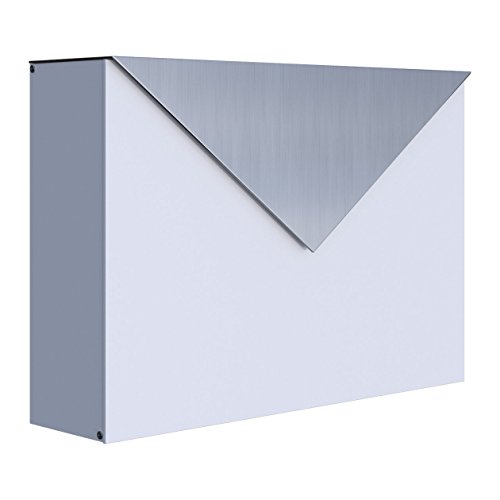 Briefkasten, Design Wandbriefkasten Letter Weiß/Edelstahl - Bravios von Bravios