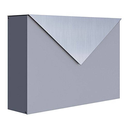 Briefkasten Design Wandbriefkasten Letter Grau Metallic/Edelstahl - Bravios von Bravios
