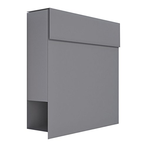 Briefkasten mit Zeitungsfach, Design Wandbriefkasten Manhattan Grau Metallic - Bravios von Bravios