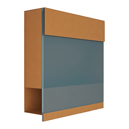 Briefkasten mit Zeitungsfach in Rost, Design Briefkasten Edelstahl I Acryl Blue Manhattan von Bravios