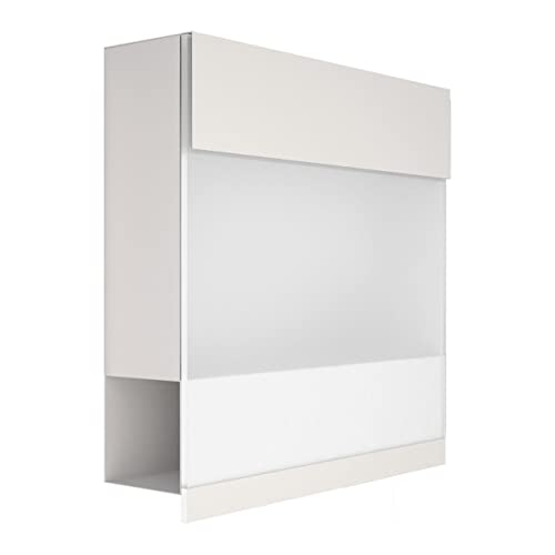 Briefkasten mit Zeitungsfach in Weiß, Design Briefkasten I Acryl White Manhattan von Bravios