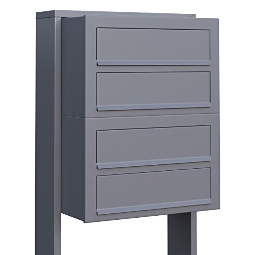 Briefkastenanlage, Design Briefkasten Cube for Four Grau Metallic - Bravios von Bravios