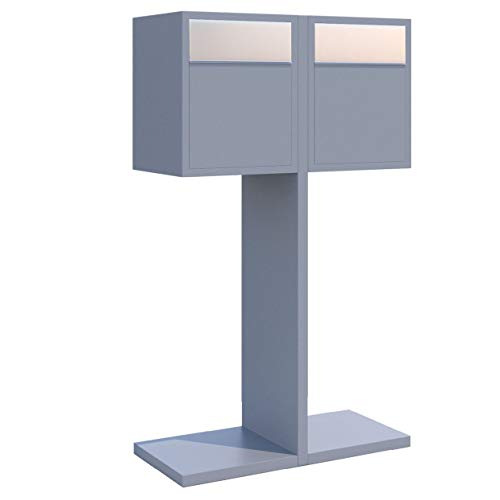 Briefkastenanlage, Design Briefkasten Hermes Double for Two Grau Metallic/Edelstahl - Bravios von Bravios