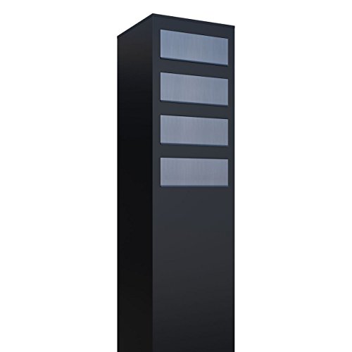 Briefkastenanlage, Design Briefkasten Monolith for Four Schwarz/Edelstahl - Bravios von Bravios