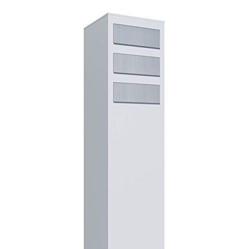 Briefkastenanlage, Design Briefkasten Monolith for Three Weiß/Edelstahl - Bravios von Bravios