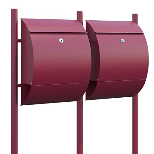Doppelter Standbriefkasten for Two in Red, Design Briefkasten Sunshine for Two Rot - Bravios von Bravios