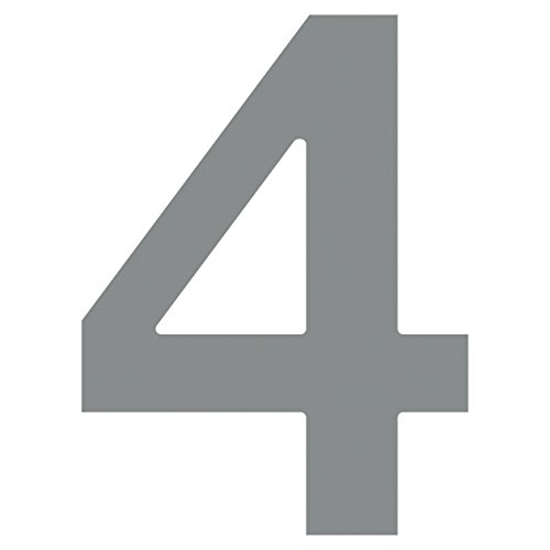 Hausnummer 4, Design Hausnummer aus Edelstahl in Grau Metallic von Bravios