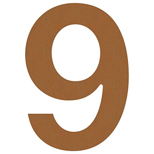 Hausnummer 9, Design Hausnummer aus Edelstahl in Rost von Bravios