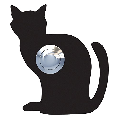 Klingeltaster, Design Klingel, Türklingel Edelstahl pulverbeschichtet Katze,Luna'' schwarz - Bravios von Bravios