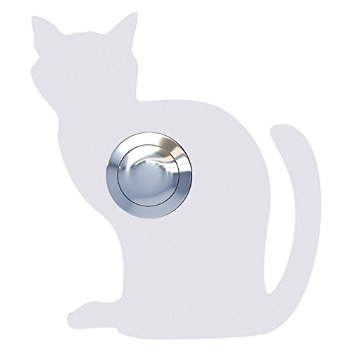 Klingeltaster, Design Klingel, Türklingel Edelstahl pulverbeschichtet Katze,Luna'' weiß - Bravios von Bravios