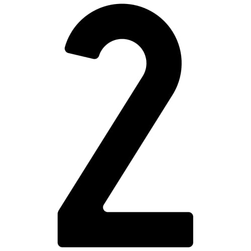 Selbstklebende Hausnummer "2" - 76 mm, für glatte Oberflächen aus Acryl in Schwarz Selbstklebende Hausnummer "2" - 76 mm, für glatte Oberflächen aus Acryl in Schwarz von Bravios