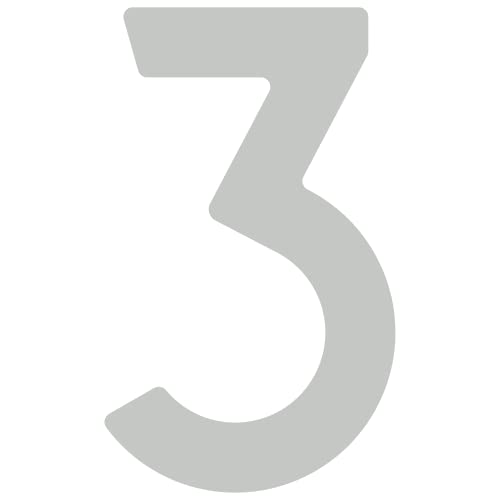 Selbstklebende Hausnummer "3" - 76 mm, für glatte Oberflächen aus Acryl in Grau Selbstklebende Hausnummer "3" - 76 mm, für glatte Oberflächen aus Acryl in Grau von Bravios