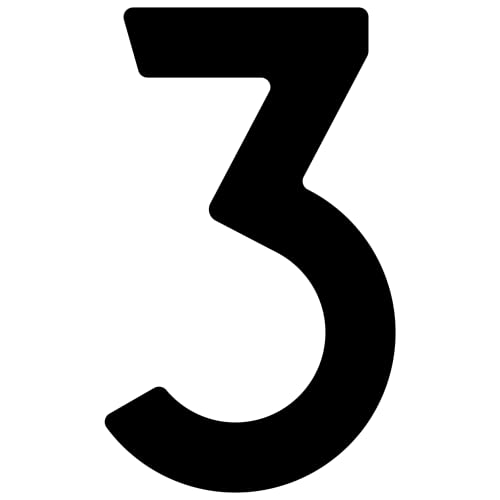 Selbstklebende Hausnummer "3" - 76 mm, für glatte Oberflächen aus Acryl in Schwarz Selbstklebende Hausnummer "3" - 76 mm, für glatte Oberflächen aus Acryl in Schwarz von Bravios