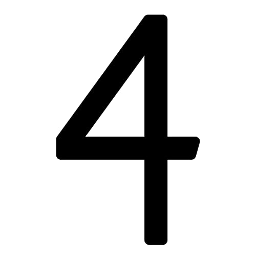 Selbstklebende Hausnummer "4" - 152 mm, für glatte Oberflächen aus Acryl in Schwarz von Bravios