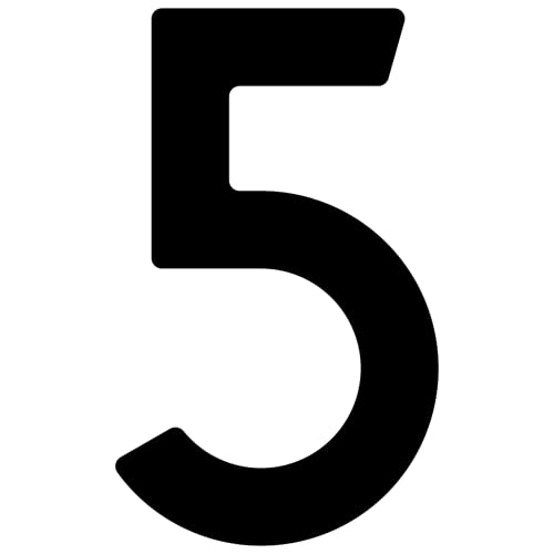 Selbstklebende Hausnummer "5" - 76 mm, für glatte Oberflächen aus Acryl in Schwarz Selbstklebende Hausnummer "5" - 76 mm, für glatte Oberflächen aus Acryl in Schwarz von Bravios