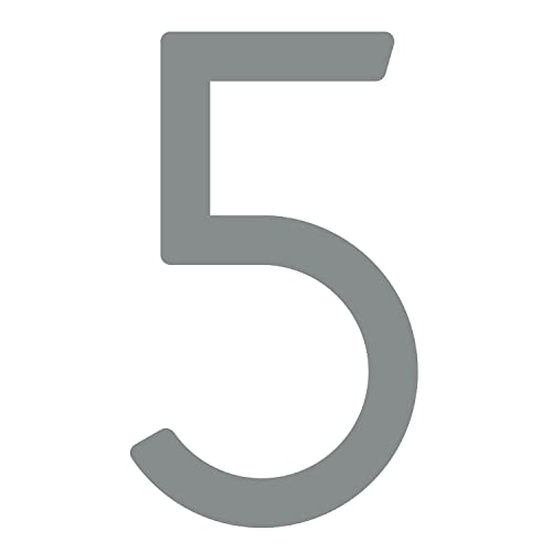 Selbstklebende Hausnummer "5" - 152 mm, für glatte Oberflächen aus Acryl in Lichtgrau von Bravios