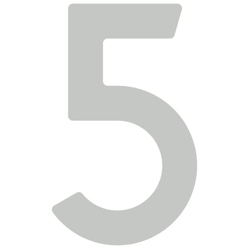 Selbstklebende Hausnummer "5" - 76 mm, für glatte Oberflächen aus Acryl in Grau Selbstklebende Hausnummer "5" - 76 mm, für glatte Oberflächen aus Acryl in Grau von Bravios