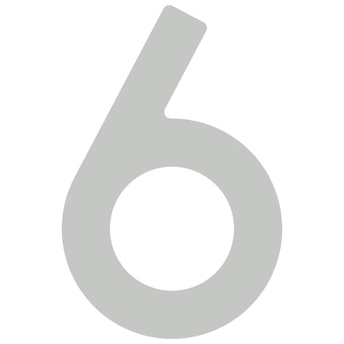 Selbstklebende Hausnummer "6" - 76 mm, für glatte Oberflächen aus Acryl in Grau Selbstklebende Hausnummer "6" - 76 mm, für glatte Oberflächen aus Acryl in Grau von Bravios