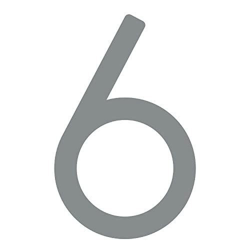Selbstklebende Hausnummer "6" - 152 mm, für glatte Oberflächen aus Acryl in Lichtgrau von Bravios