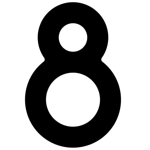 Selbstklebende Hausnummer "8" - 76 mm, für glatte Oberflächen aus Acryl in Schwarz Selbstklebende Hausnummer "8" - 76 mm, für glatte Oberflächen aus Acryl in Schwarz von Bravios