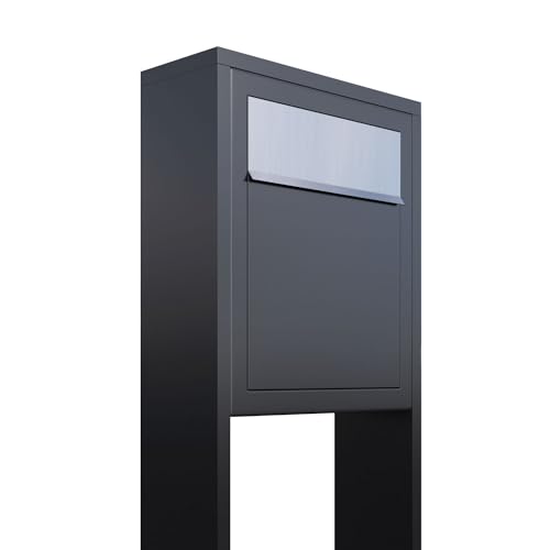 Standbriefkasten, Design Briefkasten Base Stand Anthrazit/Edelstahl - Bravios von Bravios