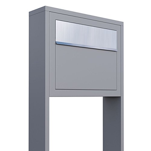Standbriefkasten, Design Briefkasten Elegance Stand Grau Metallic/Edelstahl - Bravios von Bravios