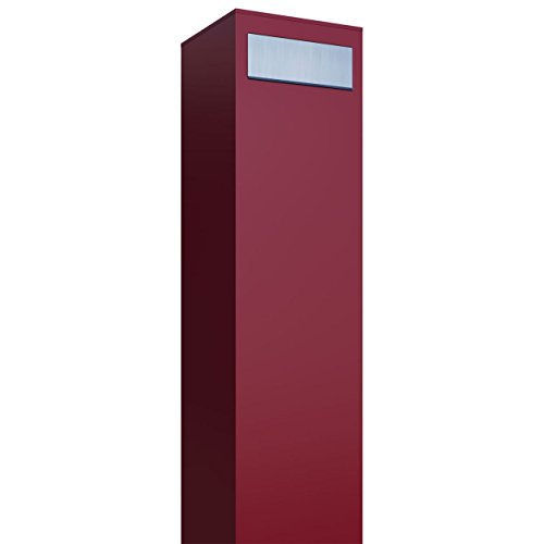 Standbriefkasten, Design Briefkasten Monolith Rot/Edelstahl - Bravios von Bravios